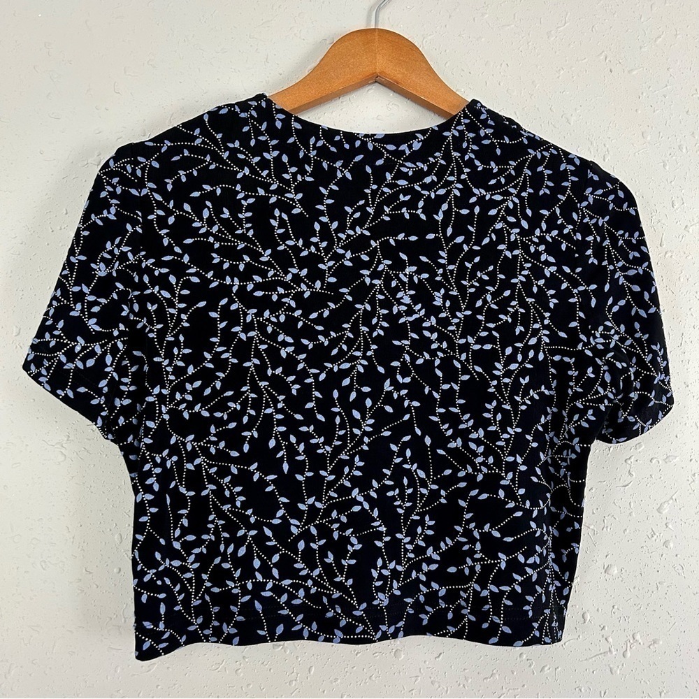 🦋 Vintage Ronni Nicole Black Blue Short Sleeve Button Down T-Shirt Cardigan 4P - Picture 3 of 5